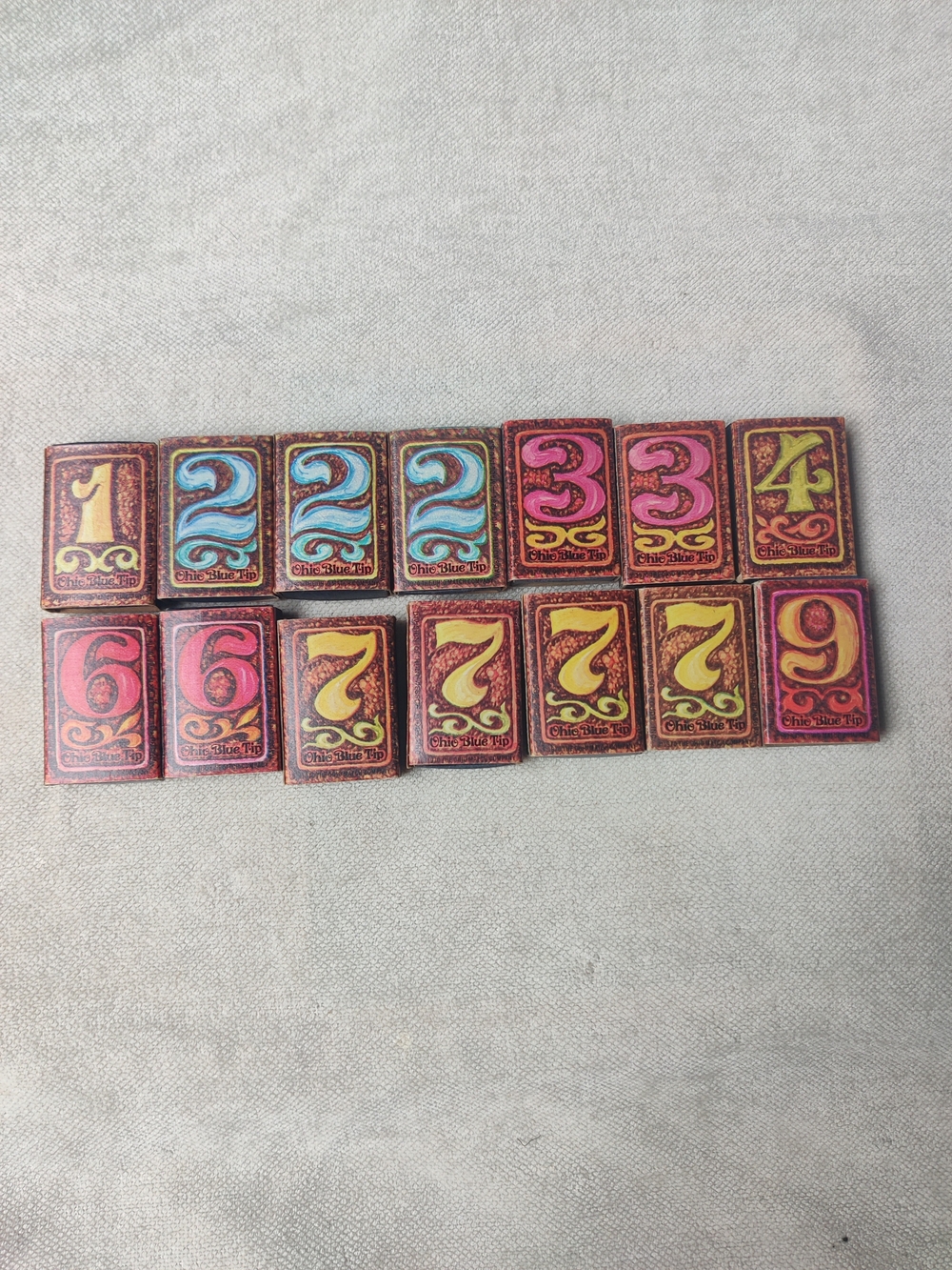 1970 Ohio Blue Tip Full Match Box Lot 14 Numbers Series Collection Psychedelic